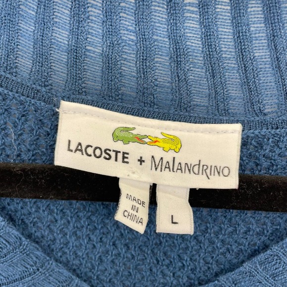 Lacoste + Malandrino Womens tunic size Large Wool cashmere blend knit Blue soft - Picture 4 of 8